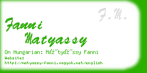 fanni matyassy business card